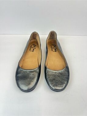 Fs/Ny Women’s Ballet Slippers Silver Metallic Leather Size 6.5 Made In Italy